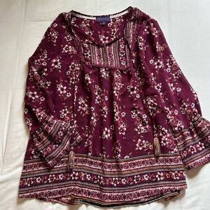 Maroon Floral Top